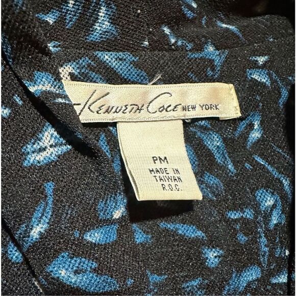 Kenneth Cole blue black ruched blouse sz PM - Picture 3 of 8